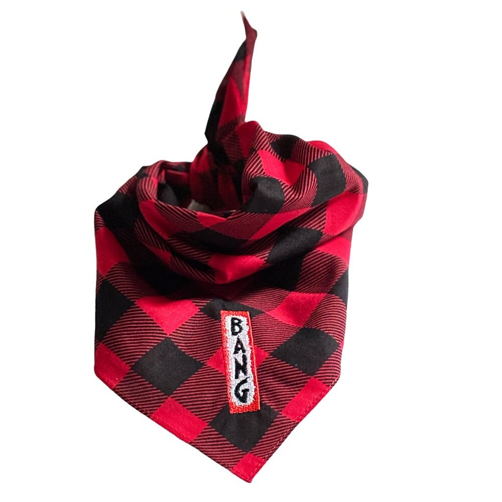 Embroidered BANG Buffalo Plaid Bandana | Tribute to Bey